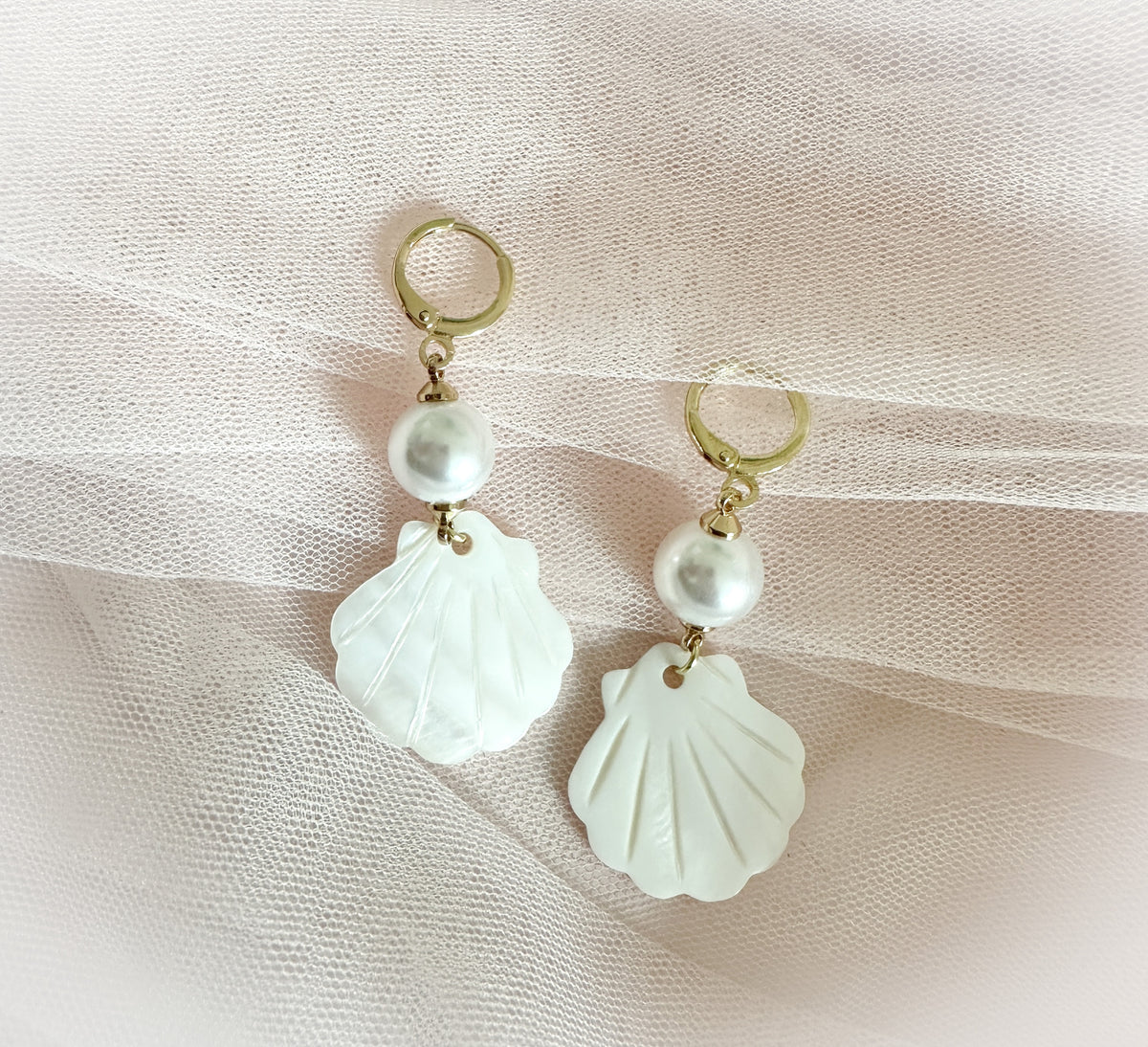 Sea shell deals pearl earrings