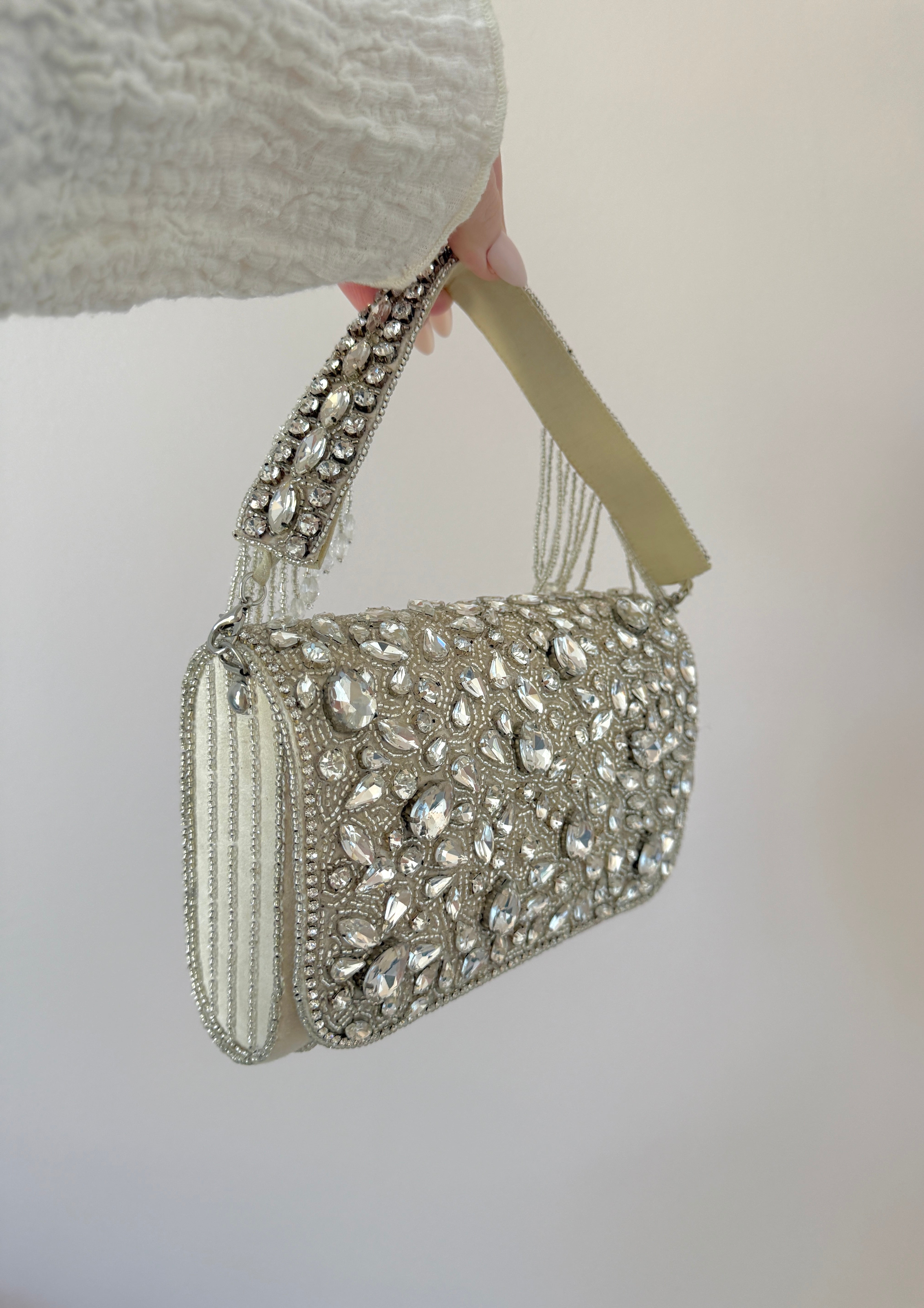 The “Marie” Beige Crystal Beaded Bag
