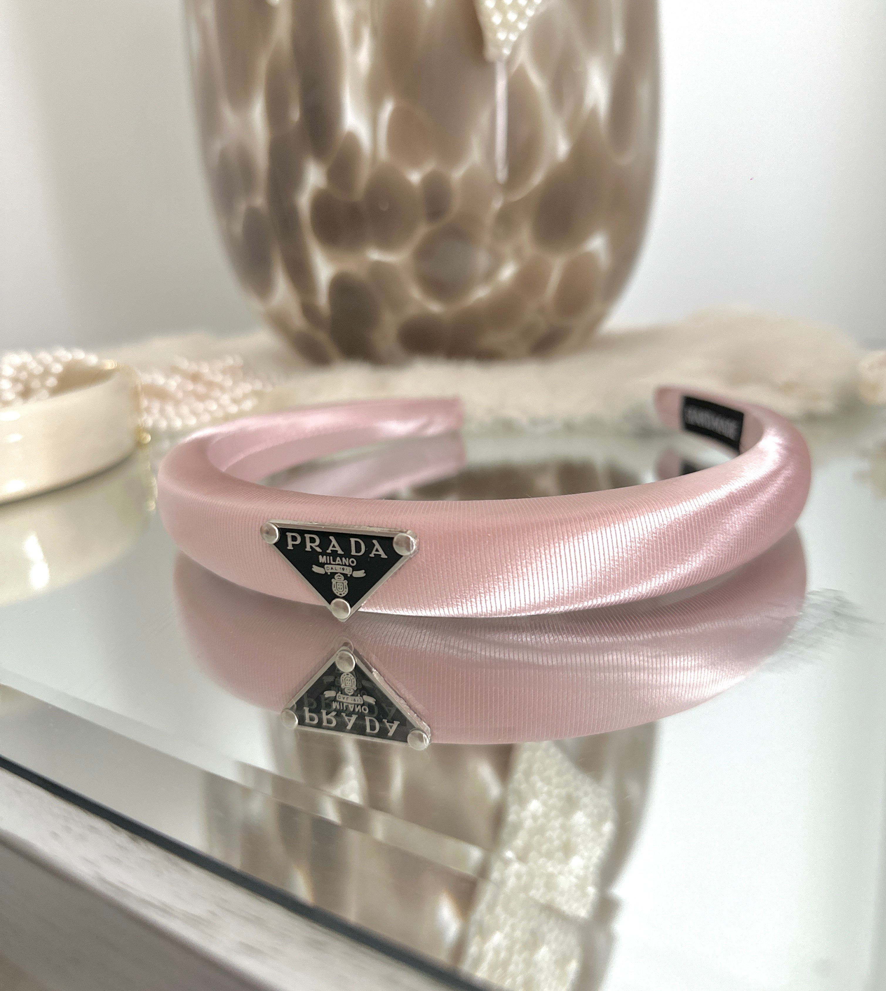 The “Prada Noir” Pink Satin Headband