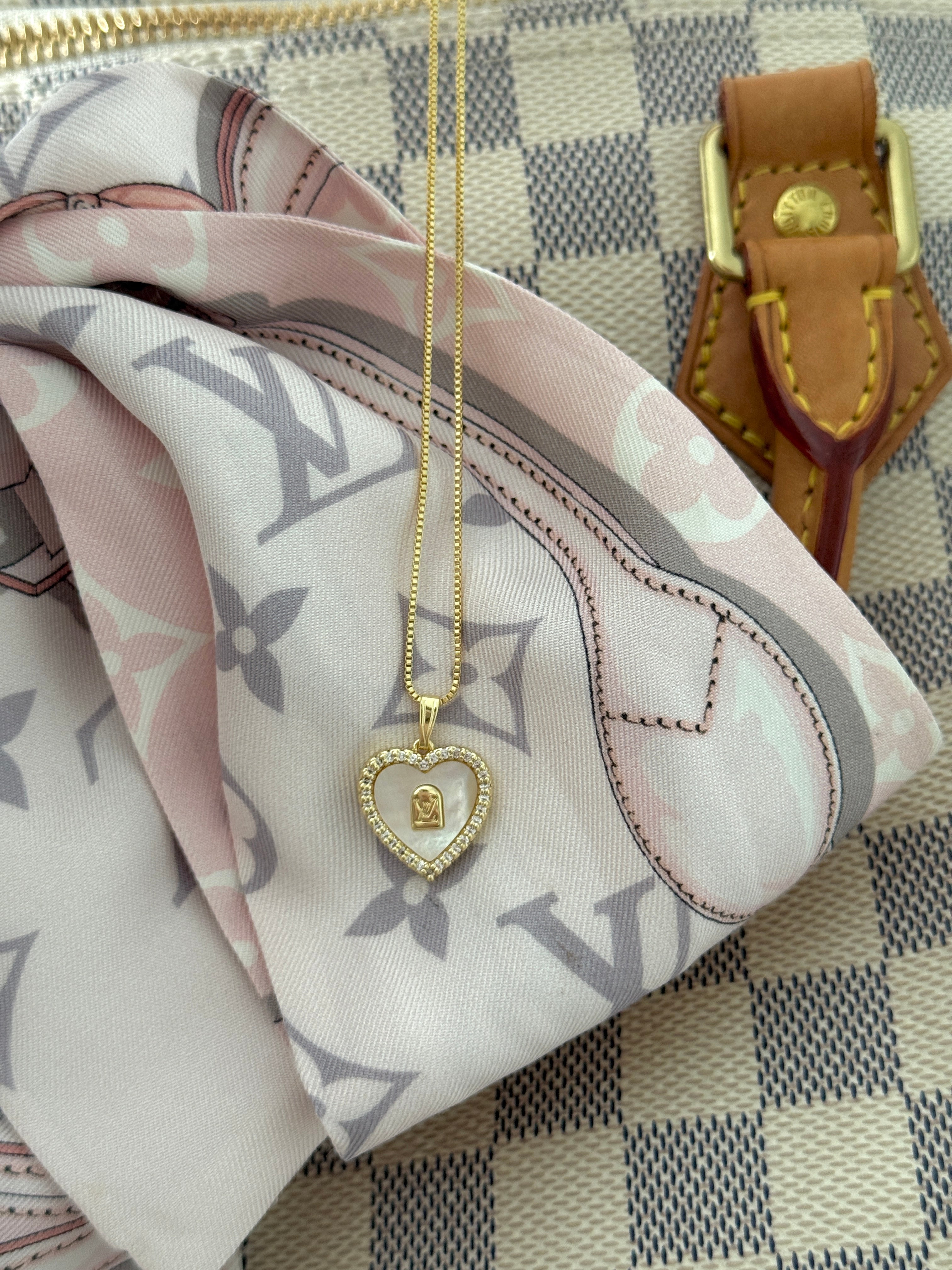 The “Mother of Pearl” Heart LV Necklace