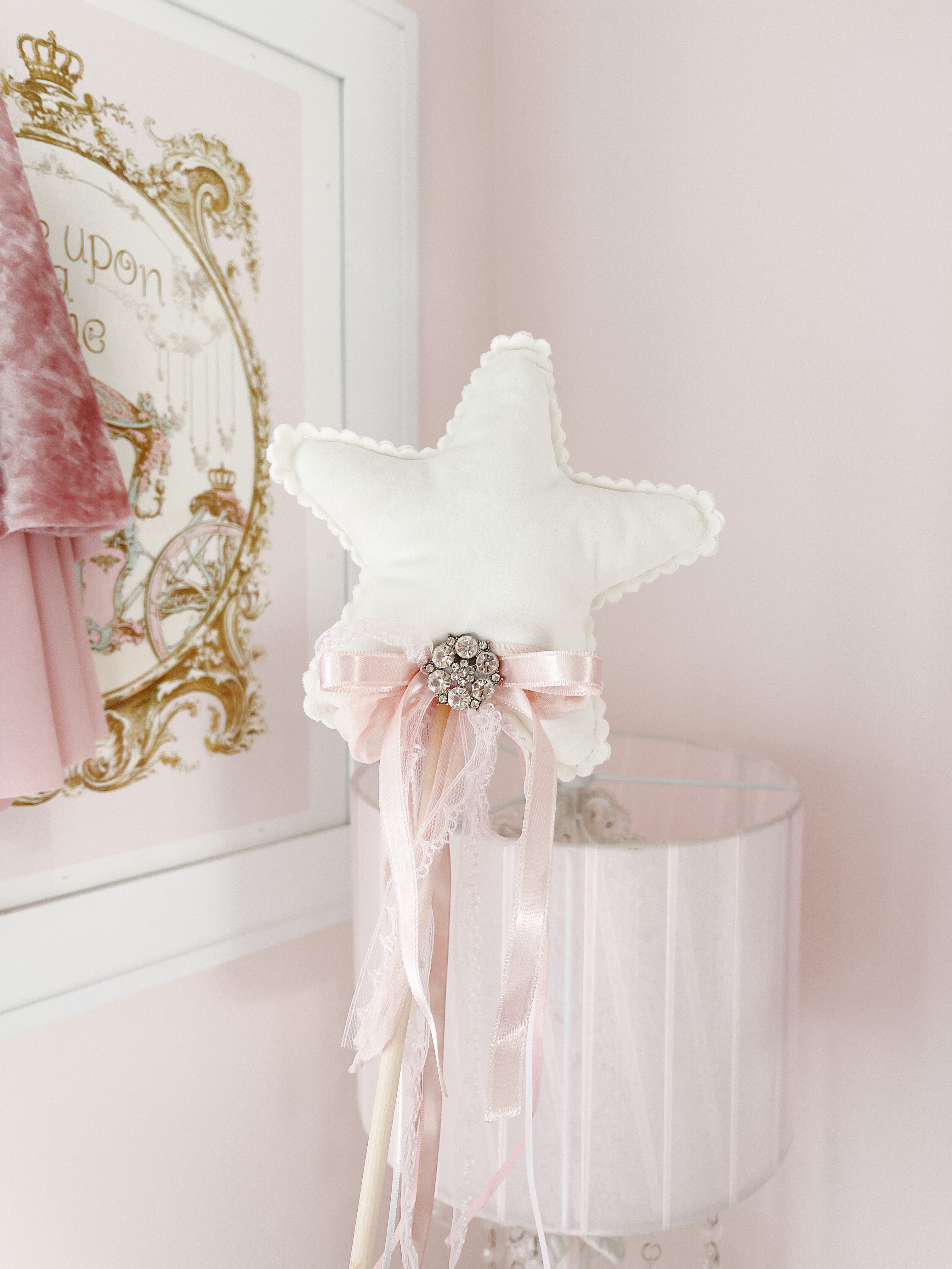 The Shabby Bow Velvet Fairy Wand - Cream