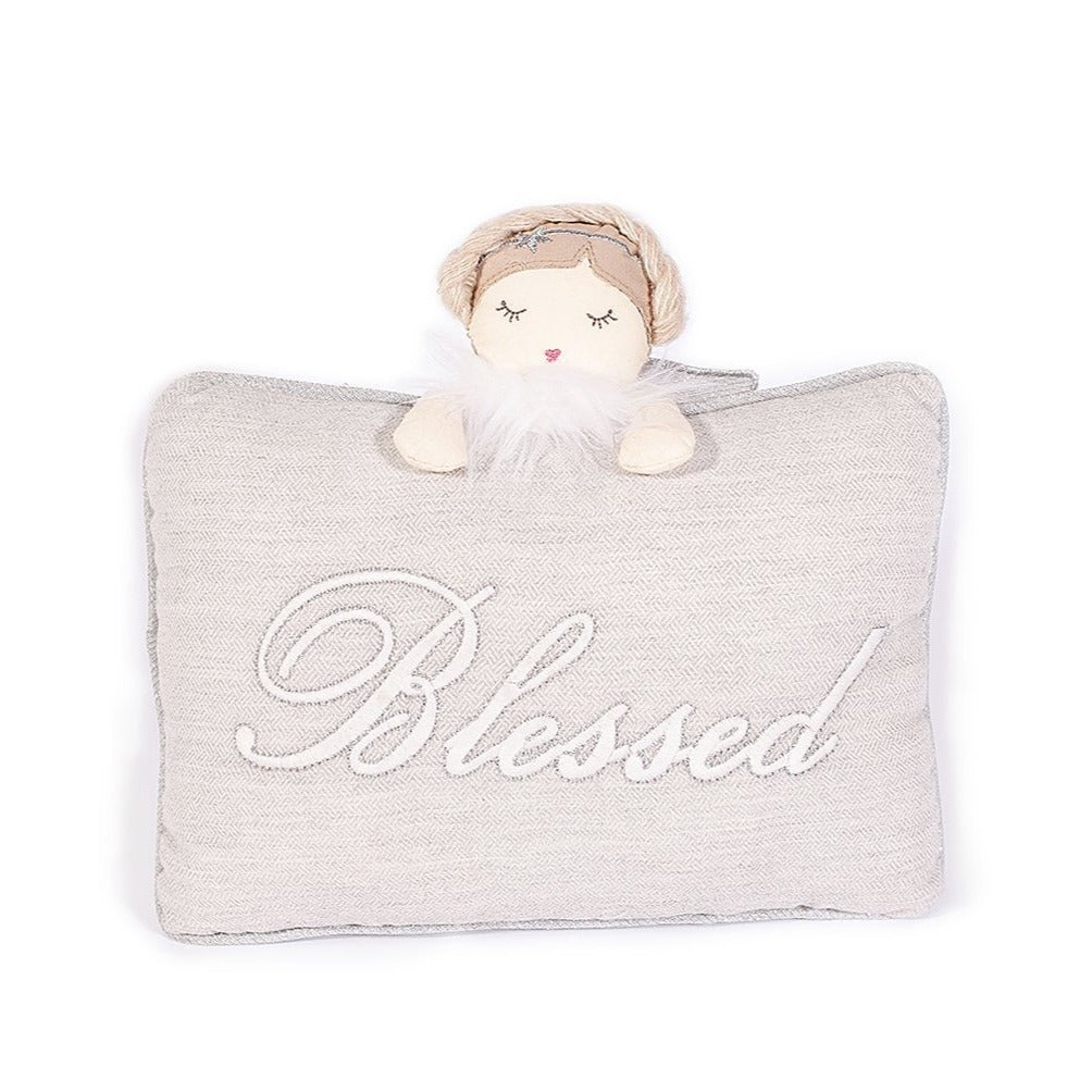 Silver Angel Blessed Pillow
